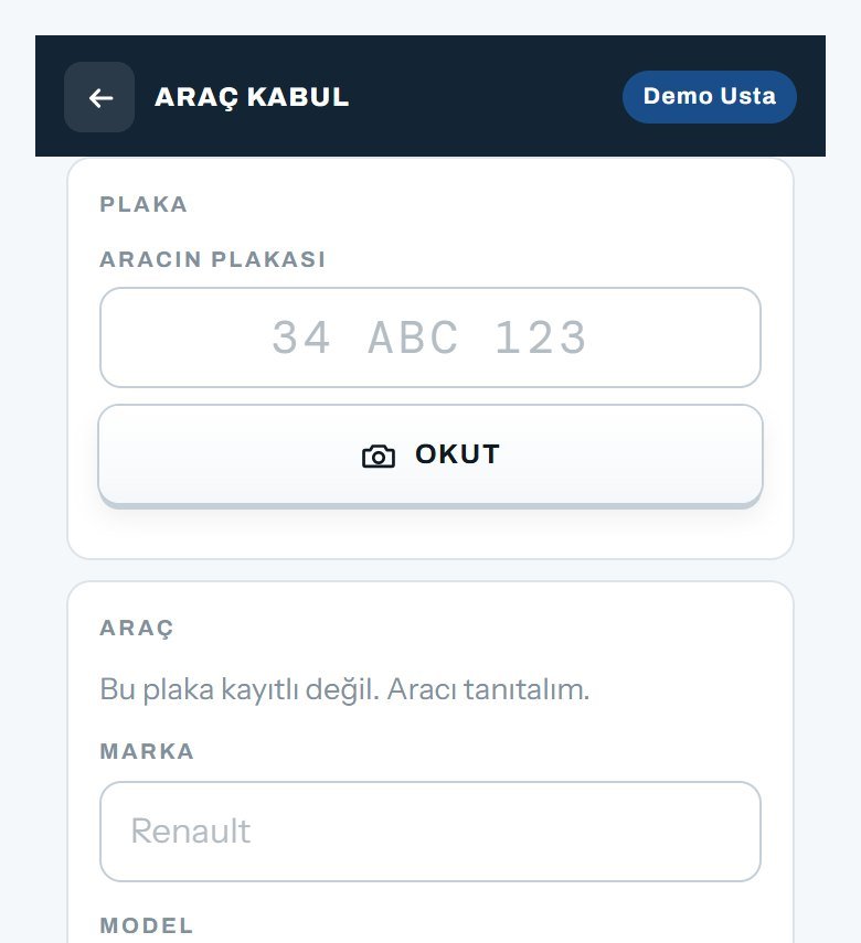 Araç kabul ve plaka okuma — telefon görünümü